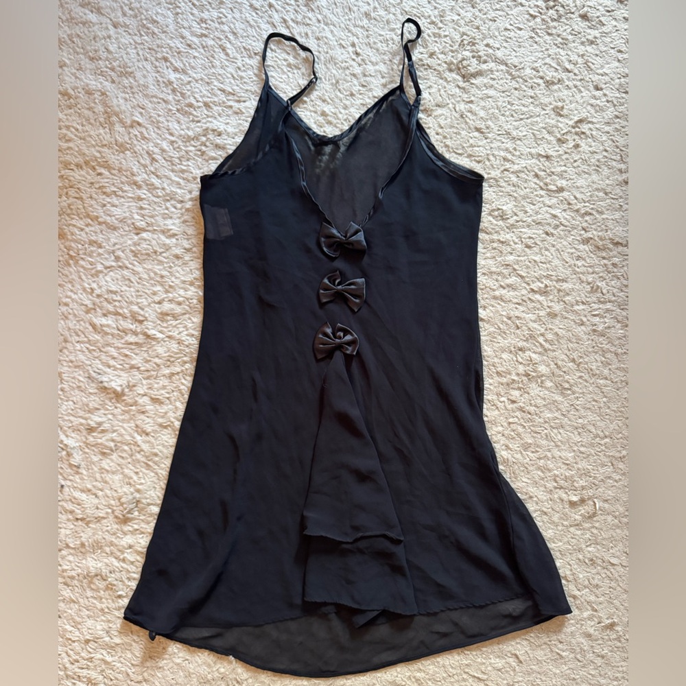 Secret treasures bow mesh slip dress